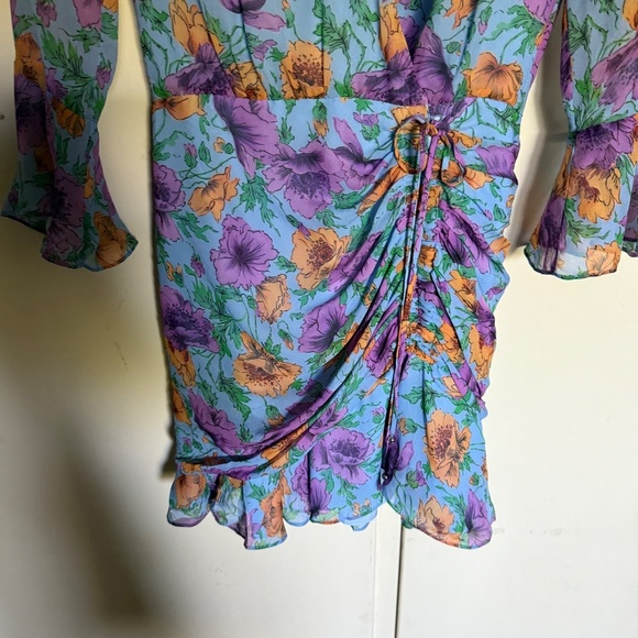 Veronica Beard  Sean Floral-Printed Ruched Dress Silk Size 0 - Picture 7 of 16